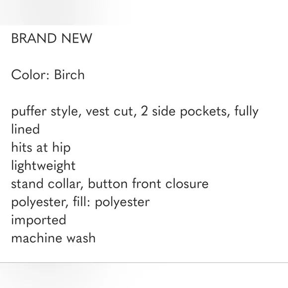 johnnie-O Lina Puffer Vest In Birch NWT M - Picture 7 of 7